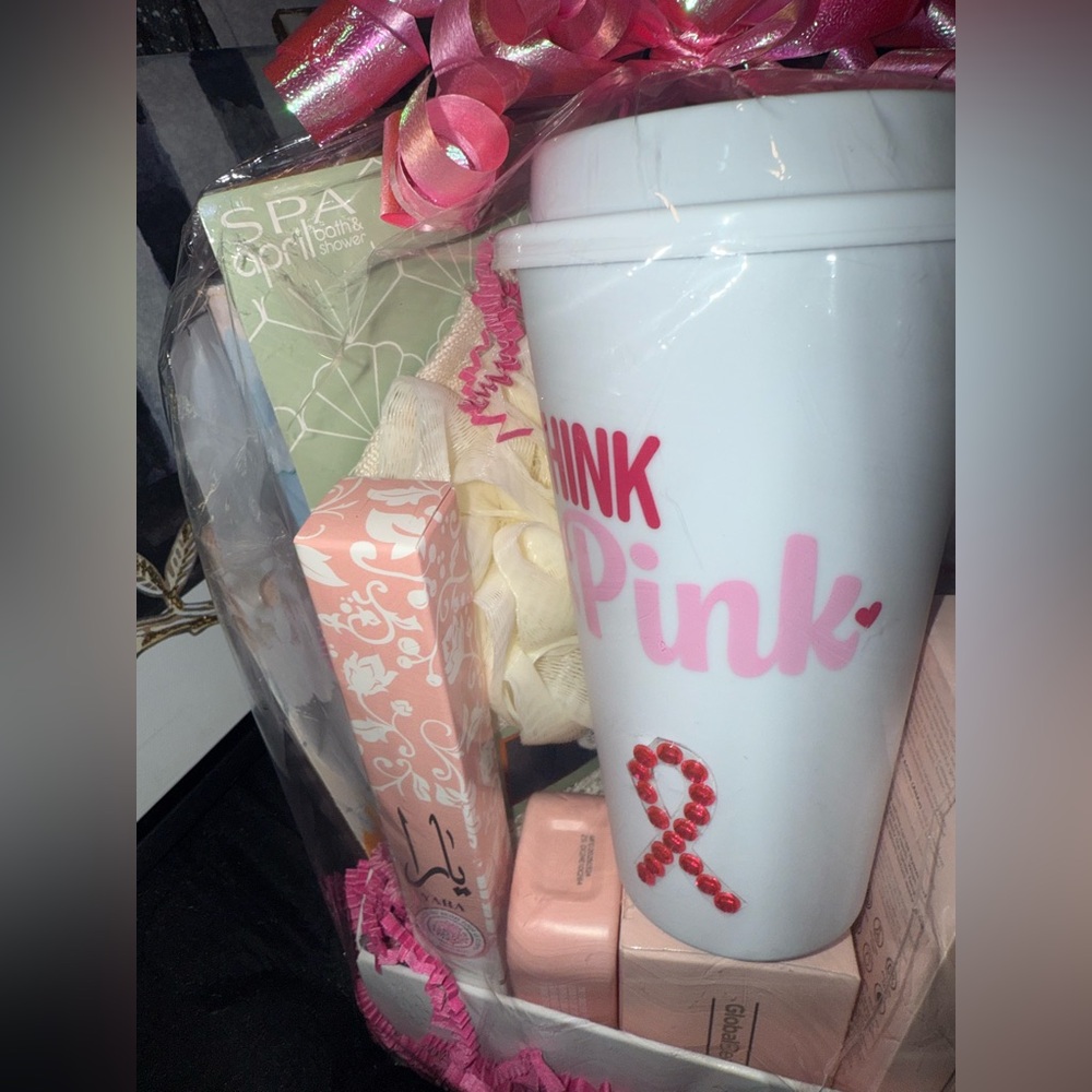 Breast Cancer Awareness Gift Basket with Pink Accents-Or all cancers Handmade - Picture 6 of 8